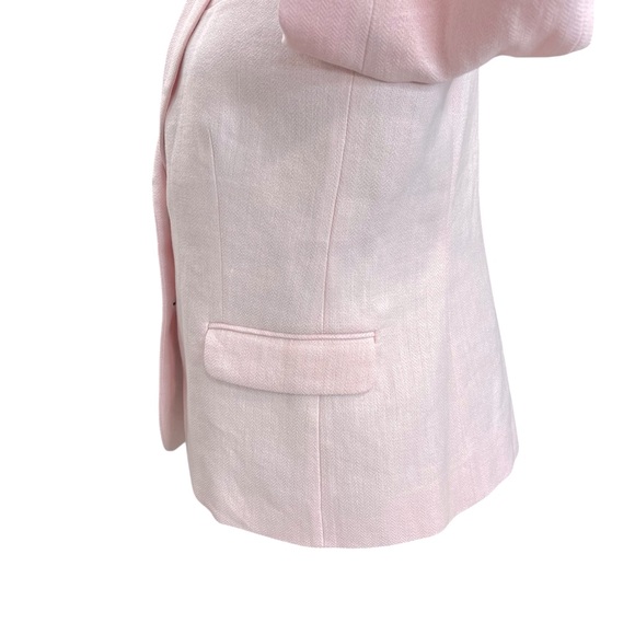 J.Crew Dalton Pink Linen Blend Blazer Gold Crest Buttons Women’s Size 8 - Picture 8 of 16